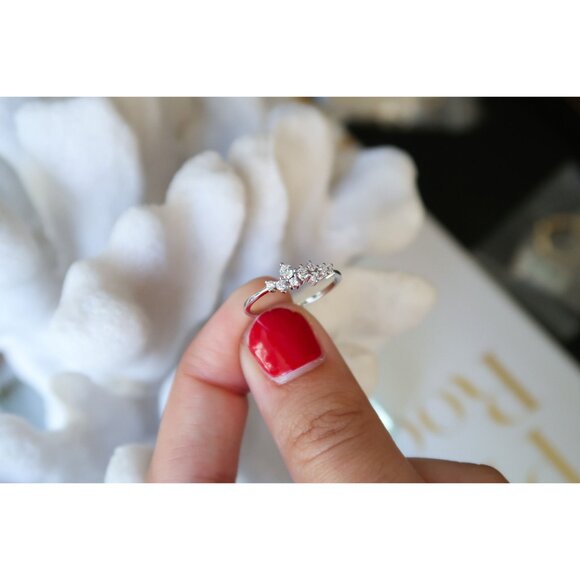 Dainty Sterling Silver Cubic Zirconia Ring, Multi Diamond CZ Ring, Stacking Ring - Picture 4 of 7